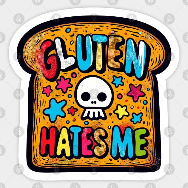 Gluten Hates Me Sticker by TomFrontierArt